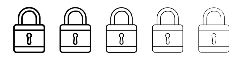 Lock icon graphic set. trendy stroke line style