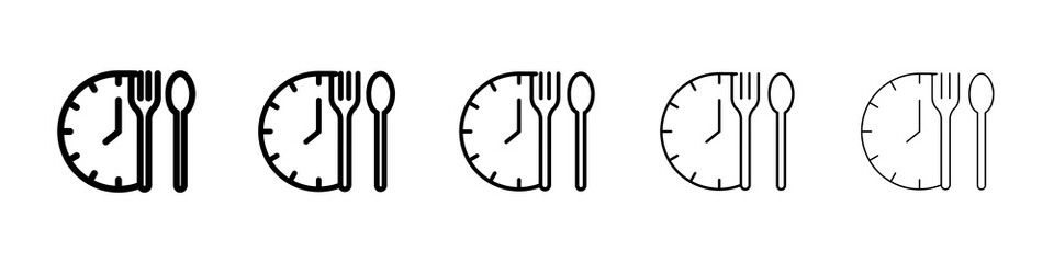 Fototapeta premium Lunch time icon graphic set. trendy stroke line style