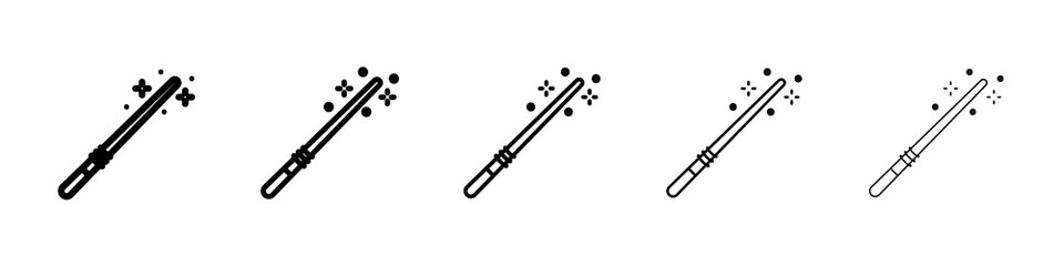Magic wand icon graphic set. trendy stroke line style