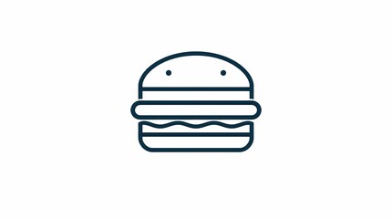 Fototapeta premium Delicious Burger Icon Simple Line Art Graphic for Restaurant Menus, Websites, and Apps