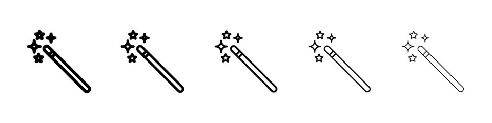 Magic wand icon graphic set. trendy stroke line style