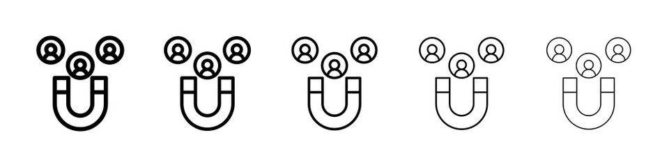 Magnet user icon graphic set. trendy stroke line style