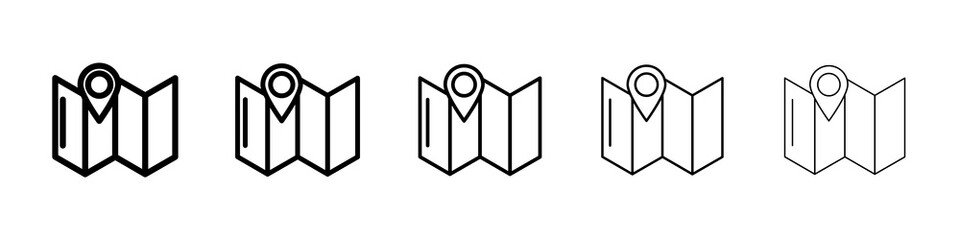 Map icon graphic set. trendy stroke line style