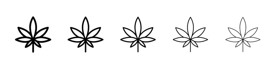 Marijuana icon graphic set. trendy stroke line style