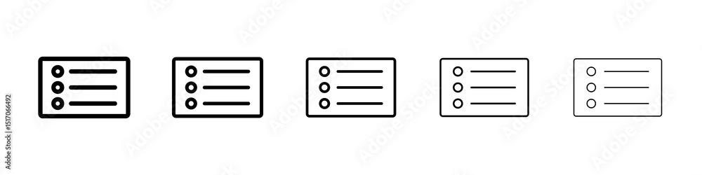 Poster menu list button icon graphic set. trendy stroke line style