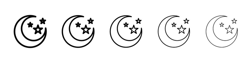 Moon stars icon graphic set. trendy stroke line style