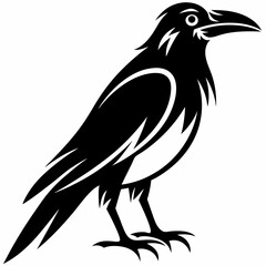 Black raven vector illustration, crow clip art, bird silhouette design element, gothic raven image, raven icon