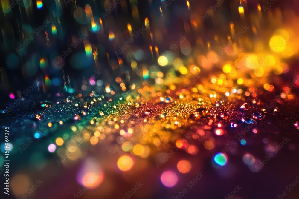 Poster a dazzling bokeh effect showcases a gradient of shimmering colors, creating a vibrant, textured, and