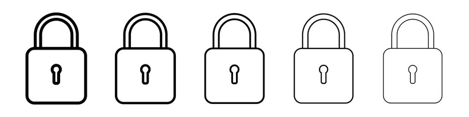 Padlock icon graphic set. trendy stroke line style