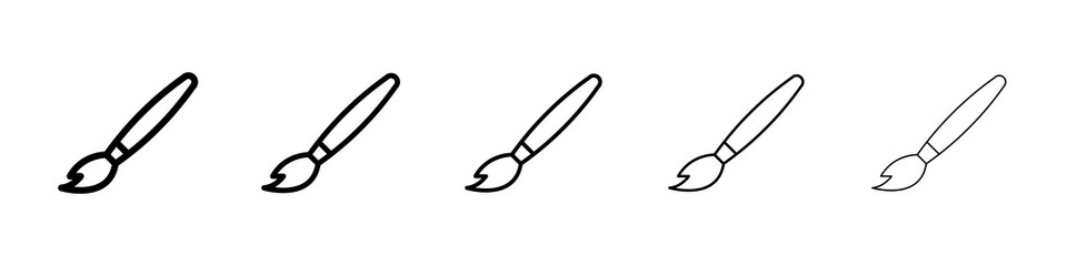 Paint brush icon graphic set. trendy stroke line style