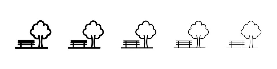 park icon graphic set. trendy stroke line style