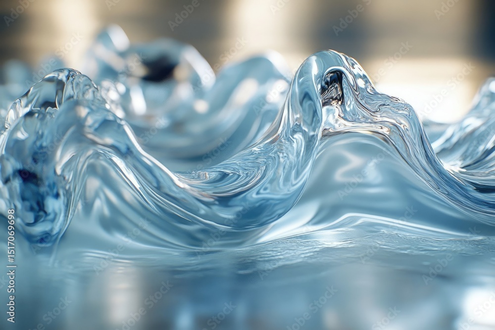 Poster translucent waves of liquid crystal form mesmerizing patterns under soft light, showcasing fluid dyn