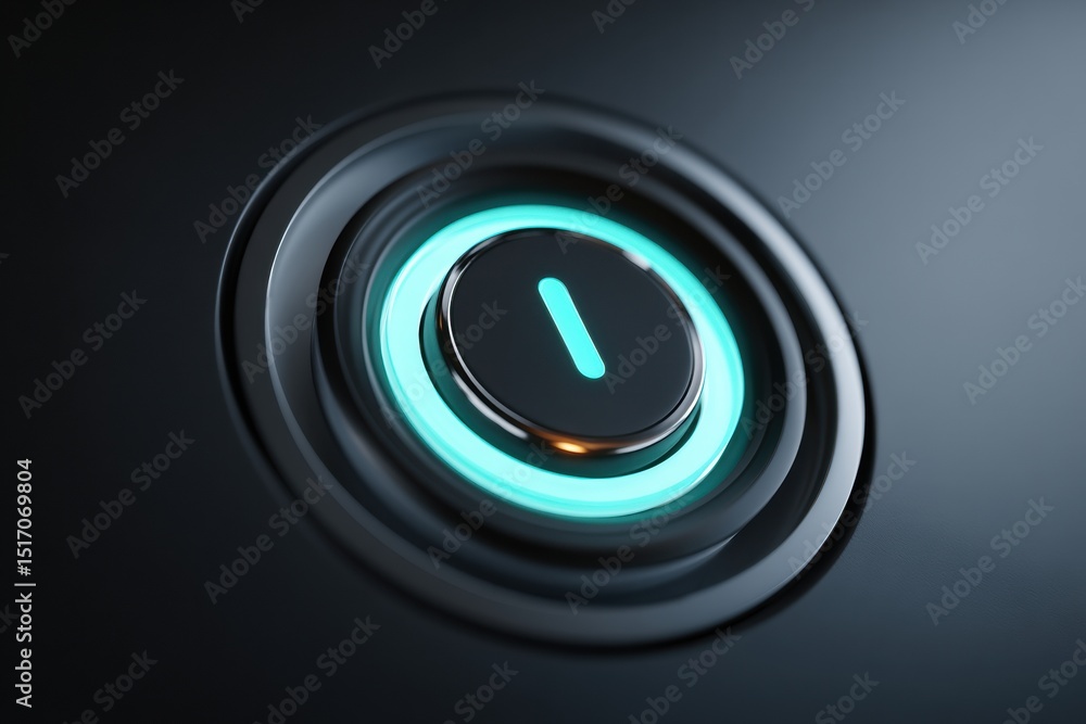 Aufkleber ominous glowing reset button inviting action in a sleek, modern setting