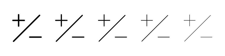 Plus minus icon graphic set. trendy stroke line style