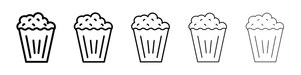 Popcorn icon graphic set. trendy stroke line style