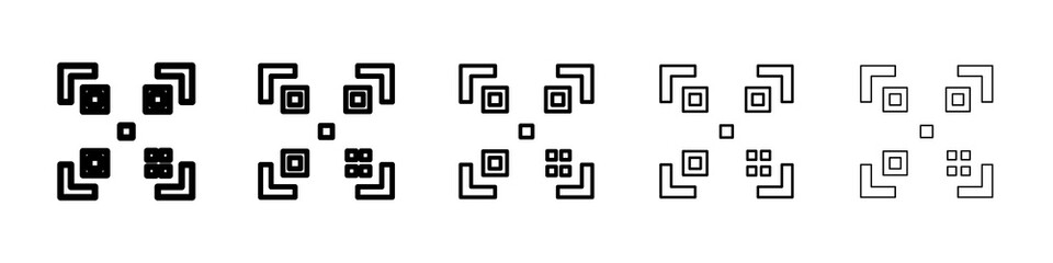Qrcode icon graphic set. trendy stroke line style