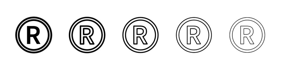 Registered icon graphic set. trendy stroke line style