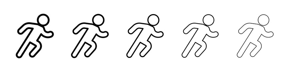 Running icon graphic set. trendy stroke line style
