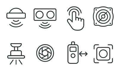 Obraz premium Smart home linear icon set: automation and technology symbols for modern living