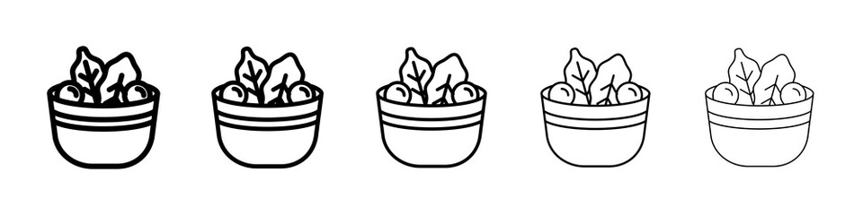 Salad icon graphic set. trendy stroke line style