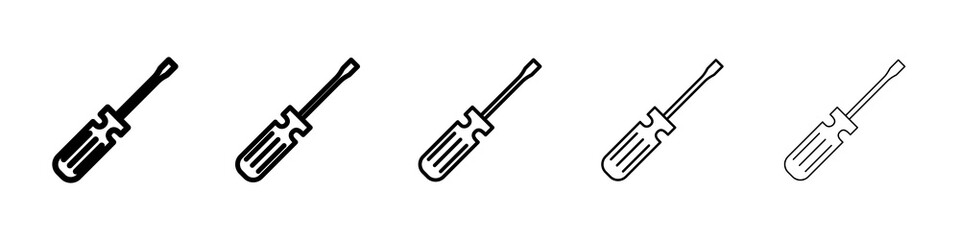 Screwdriver icon graphic set. trendy stroke line style