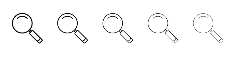 Search icon graphic set. trendy stroke line style