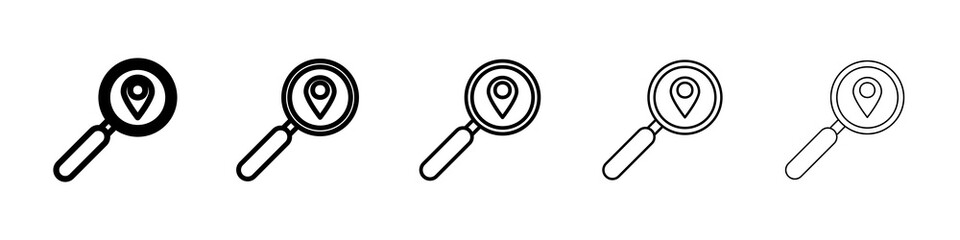 Search Location icon graphic set. trendy stroke line style