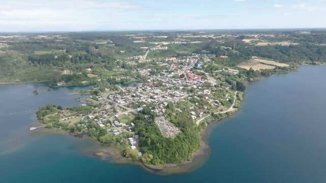Aerial view historic church with san agustin parish puerto octay