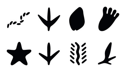 Animal footprints silhouette icon set. wildlife and nature tracking symbols