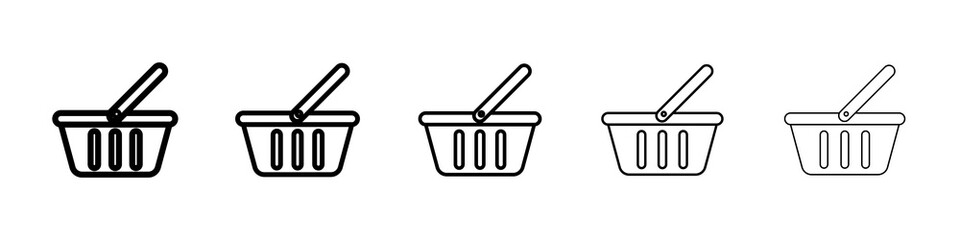 Shopping basket icon graphic set. trendy stroke line style