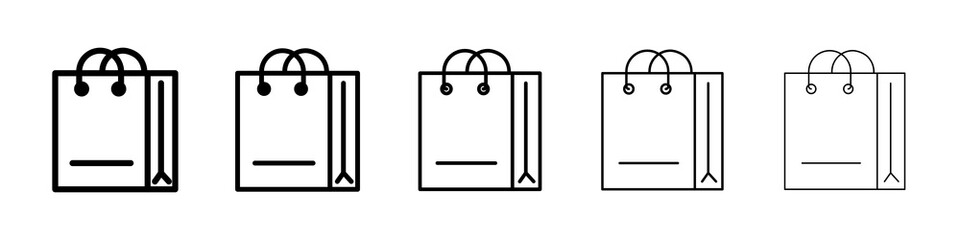 Shopping bag icon graphic set. trendy stroke line style