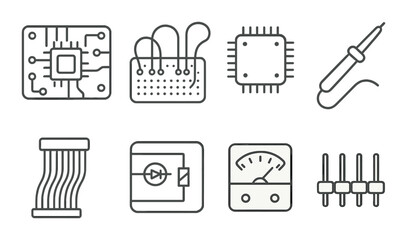 Fototapeta premium Electronics and hardware icon set. flat style gadgets and tech symbols