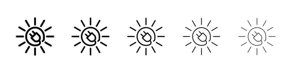Obraz premium Solar energy icon graphic set. trendy stroke line style