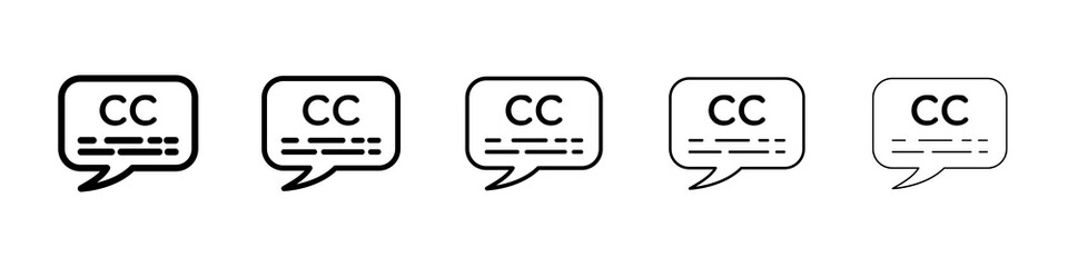 Subtitles icon graphic set. trendy stroke line style