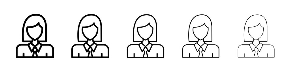 Student Girl icon graphic set. trendy stroke line style