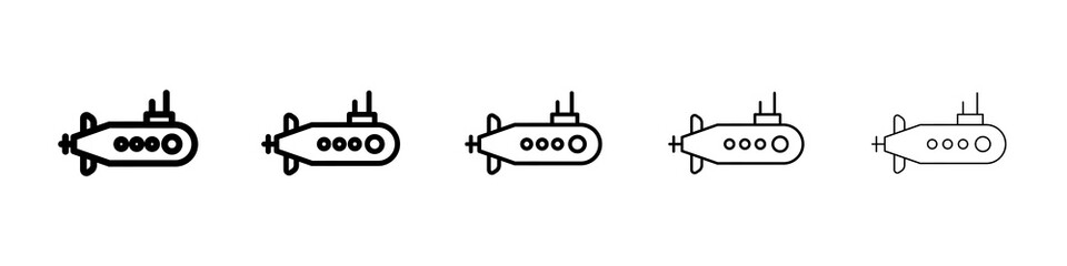 Submarine icon graphic set. trendy stroke line style