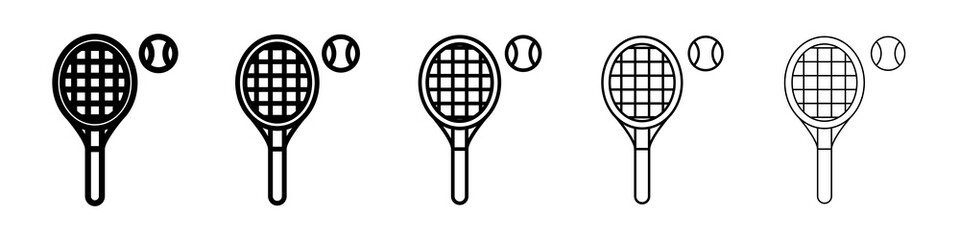 Tennis icon graphic set. trendy stroke line style