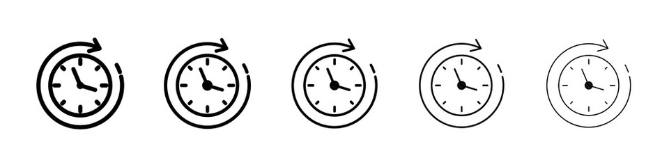 Time forward icon graphic set. trendy stroke line style