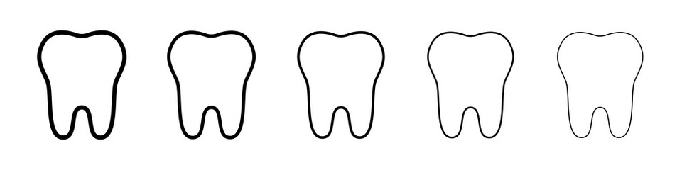 Tooth icon graphic set. trendy stroke line style