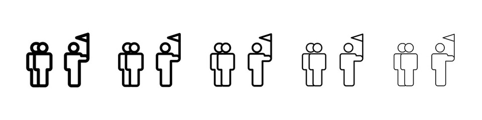 Tour guide people icon graphic set. trendy stroke line style
