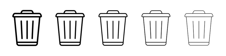 Trash icon graphic set. trendy stroke line style