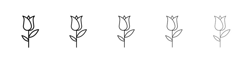 Tulip icon graphic set. trendy stroke line style