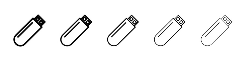 USB pendrive icon graphic set. trendy stroke line style