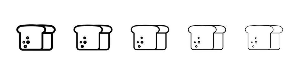 White bread icon graphic set. trendy stroke line style