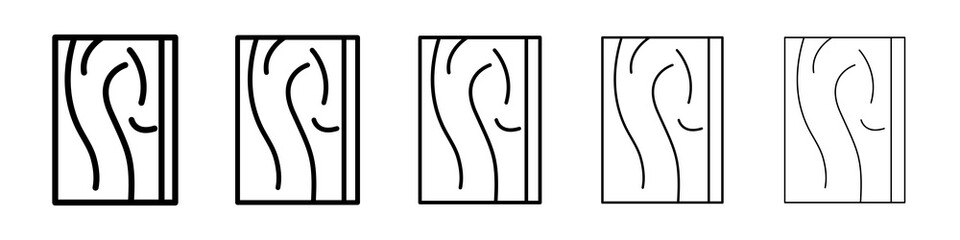 Wood board icon graphic set. trendy stroke line style