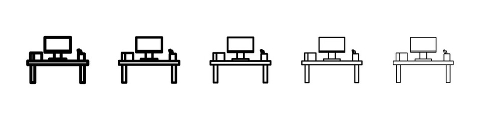 Workspace icon graphic set. trendy stroke line style