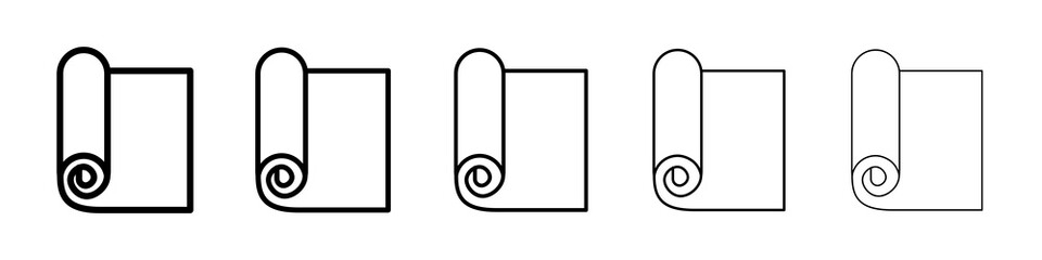 Yoga mat icon graphic set. trendy stroke line style