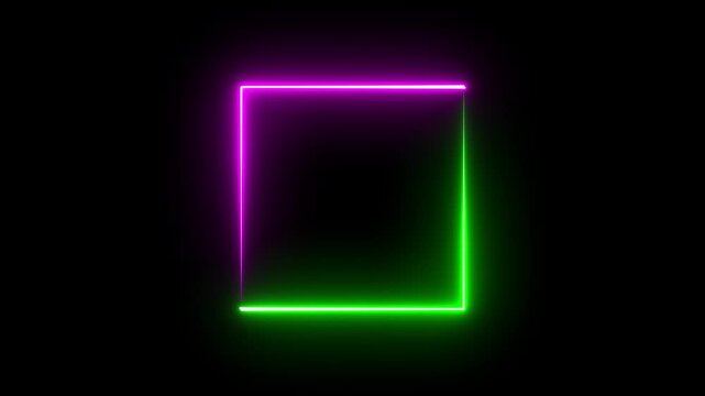 Square rectangle Neon frame border line animation.
Neon glowing frame border animation alpha channel.