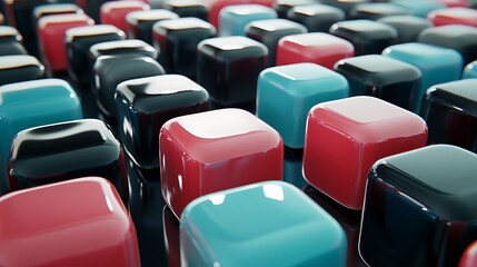 Abstract geometric pattern of glossy cubes
