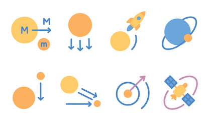 Astronomy flat icon set. space, galaxy, and celestial themed symbols
